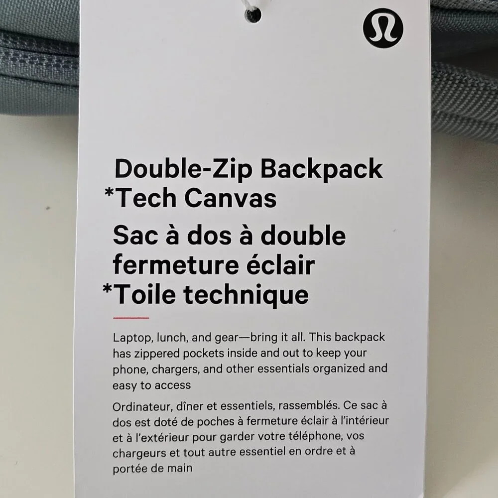 SOLD! NWT LULULEMON CRBU Crater Blue Double Zip Tech Canvas Backpack OS - Picture 15 of 16